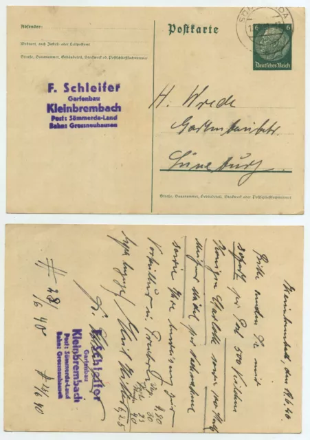 76431 - Ganzsache P 226 - Postkarte - Sömmerda 19.6.1940 nach Lüneburg