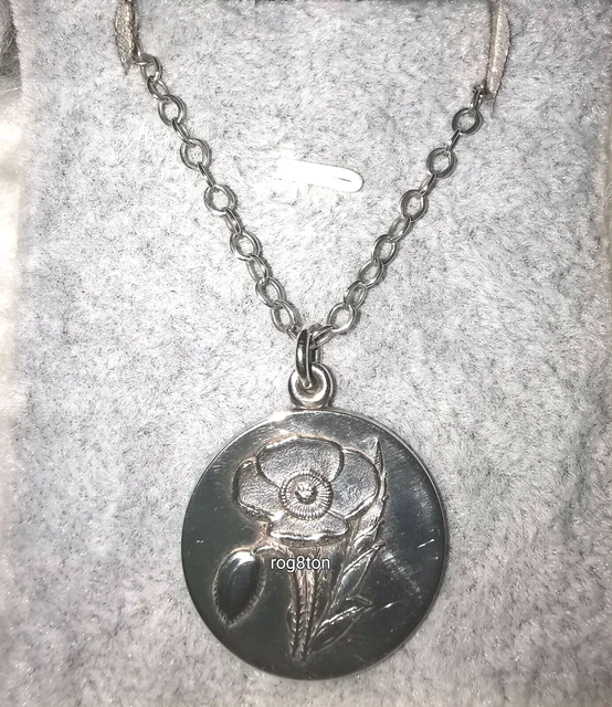 Men's Womens Fully Hallmarked Sterling Silver Flower Engraved Necklace