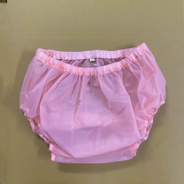 PVC Adulto Bambino Incontinenza Pantaloni Gomma Pannolino Rosa Cristallino Nuovo