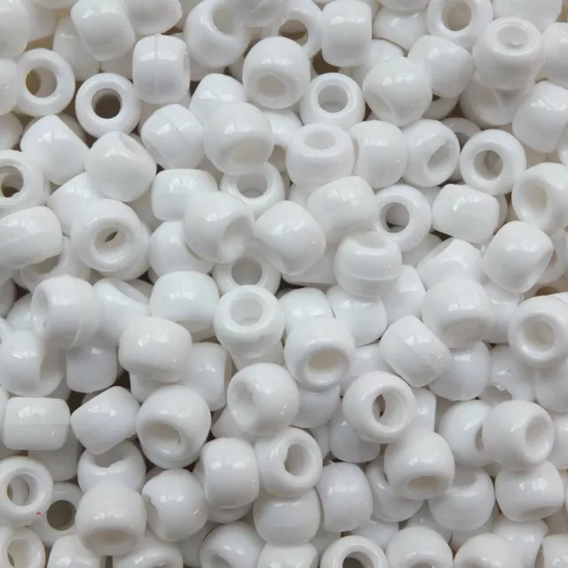 Pony Beads White Opaque Large Hole Beads Made in USA