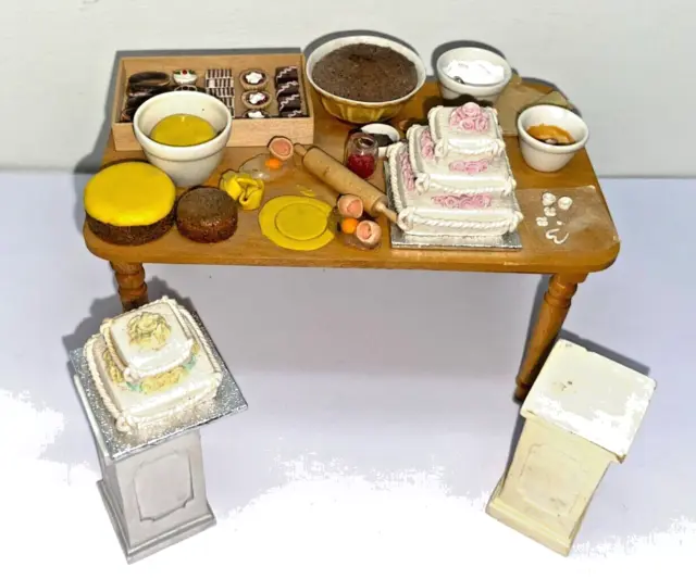 12Th Scale Artisan Wedding Cake Making Table Made For Guiscards Dollshouse Shop