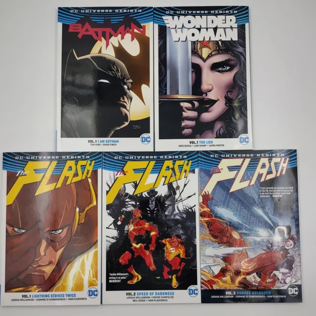 5 TPB DC Rebirth Lot Batman Wonder Woman Flash Superheroes Graphic Novels