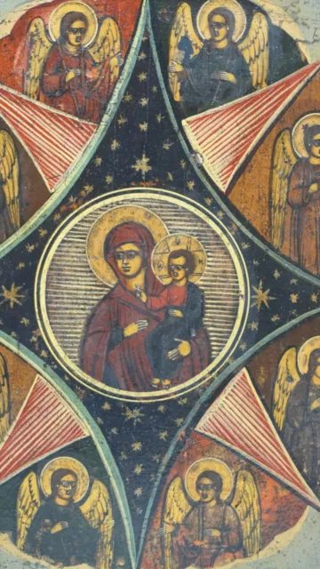 Antica Icona Russa Madre di Dio del Roveto Ardente religione cristiana ortodossa 3