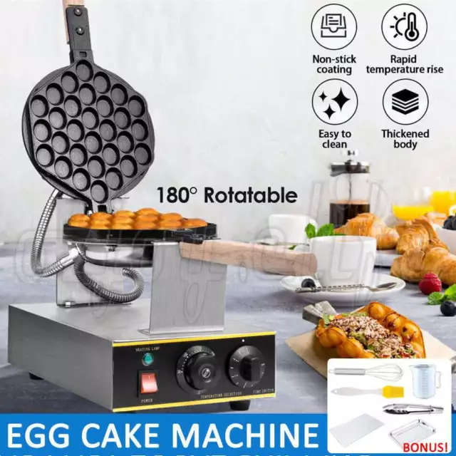 Commercial Electric Egg Puff Bubble Cake Oven Waffle Maker Machine Nonstick OZ