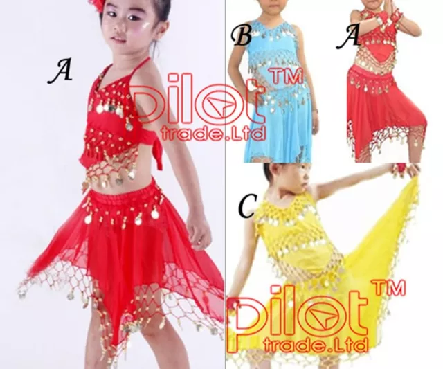 Costumi danza del ventre indossare set di abiti professionali da danza indiana bambine