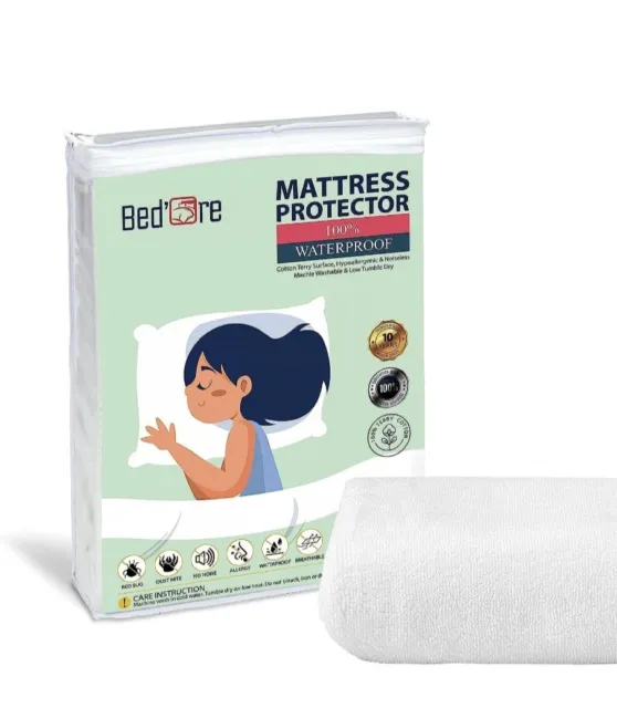 Bed'Ore 100% Waterproof Mattress Protector Cotton Terry Top - Mattress Protector