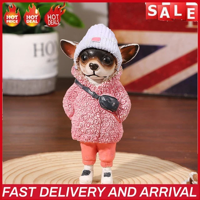 Resin Desktop Decoration Sunproof Dog Doll Statues Decor Cartoon for Living Room