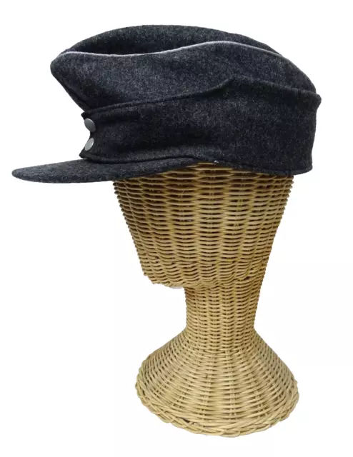 Vintage German WW2 40s Military Visor Hat Field Cap 100% Wool Grey 57cm