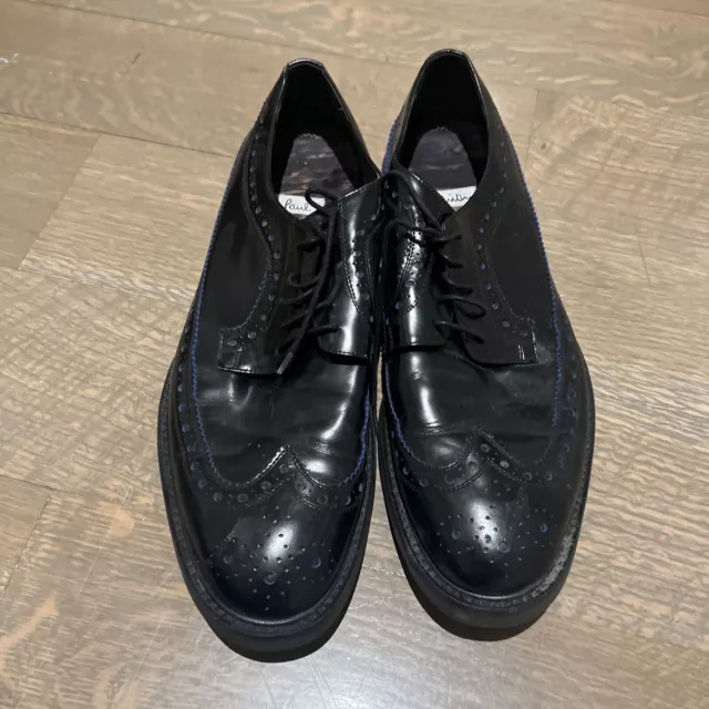 Paul Smith Leather Brogue Men's Shoes In Black With Blue Edging Size 10 UK/44 EU