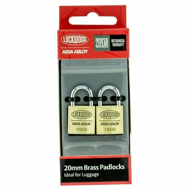 Lockwood 20mm Solid Brass 110 Series Padlocks - 2 Pack - 110/20/111/2NDP
