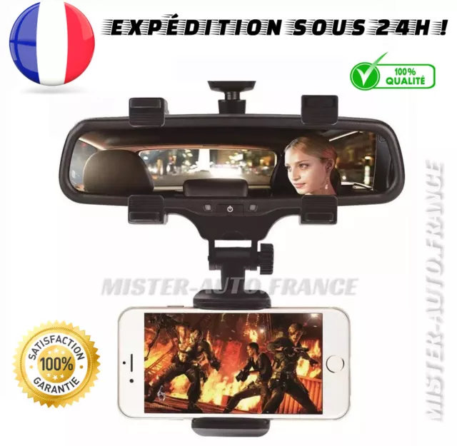 Support Téléphone Voiture Portable ★Fixation Rétroviseur Universelle Réglable ++