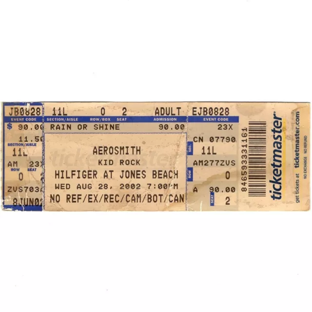 AEROSMITH & KID ROCK & RUN DMC Concert Ticket Stub WANTAGH NY 6/11/04 JONES Rare