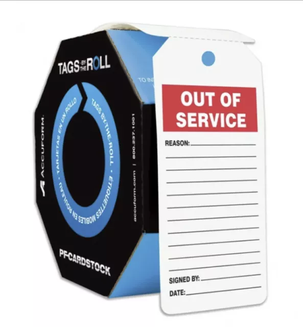 Tags By-The-Roll Cardstock ACCUFORM TAR714 “Out of Service”