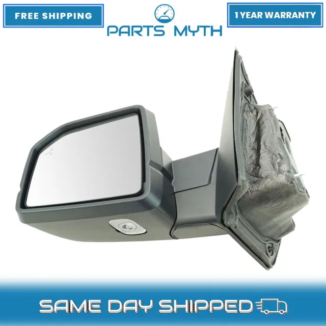 Power Folding Heated Memory Signal Blind Spot Puddle Chrome LH For 2015-19 Ford
