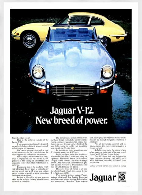 E-Type Jaguar V 12 1961 Retro Vintage Car Print Poster Wall Art Picture A4 +