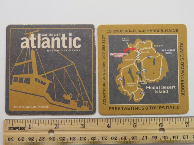 Beer Brewery Coaster ~ ATLANTIC Brewing Co ~ Bar Harbor, MAINE ~ Mt Desert Isle