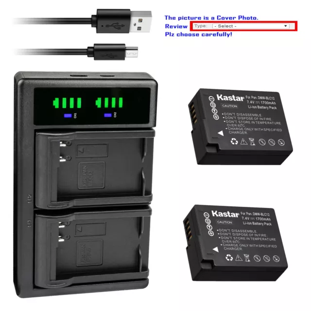 Kastar Battery LTD2 Charger for Panasonic DMW-BLC12 Lumix DMC-G7HK DMC-GX8KBODY