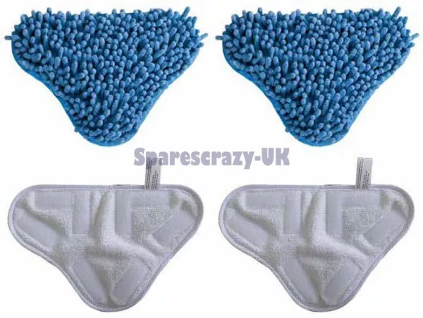 2 Microfibre + 2 Corail Lavable Vapeur Mop Remplacement Lingettes pour H2O H20