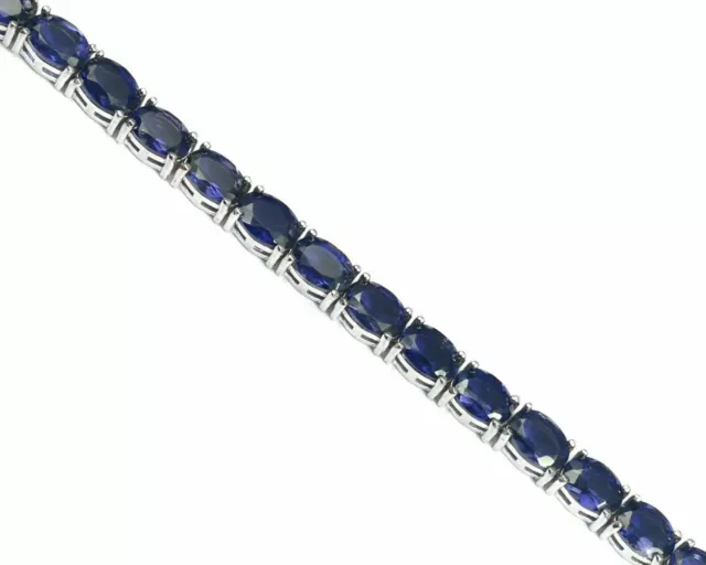 7x5 mm Naturel Bleu Iolite Gemstone 925 Sterling Silver Tennis Bracelet Bijoux 3