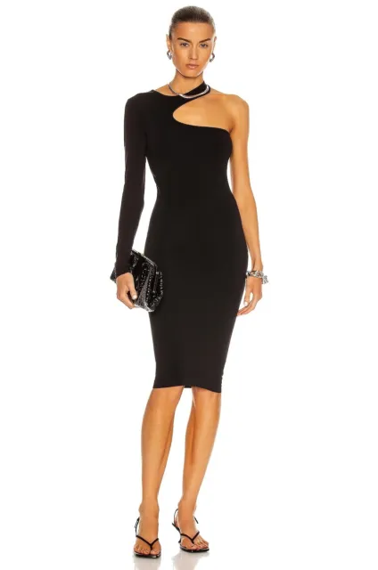 HELMUT LANG Seamless Jersey Cutout Dress in Black SIZE XS/S