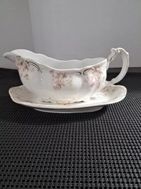 Vintage Antique Ridgways Loretto England Porcelain Gravy Boat Bowl