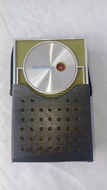 🔥Vintage Realtone Avacado Green Transistor  Radio 1166-2 With Case, Works