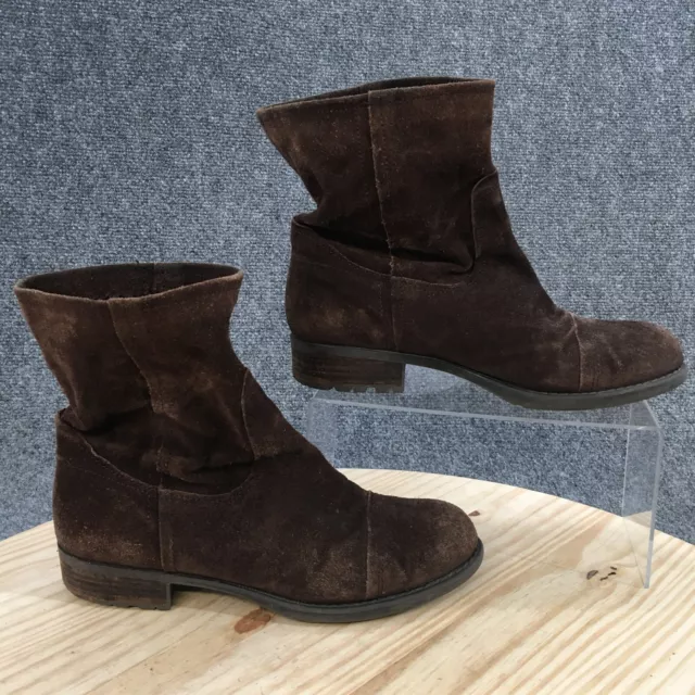 Franco Sarto Boots Womens 7.5 M Booties Brown Suede Cap Top Pull On Casual