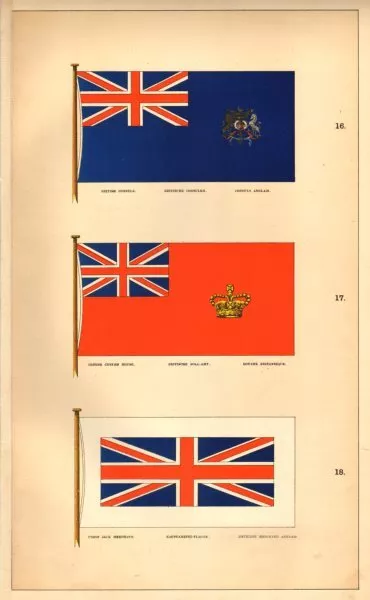 BRITISH MARITIME FLAGS. Consuls Custom House Union Jack Merchant. HOUNSELL 1873