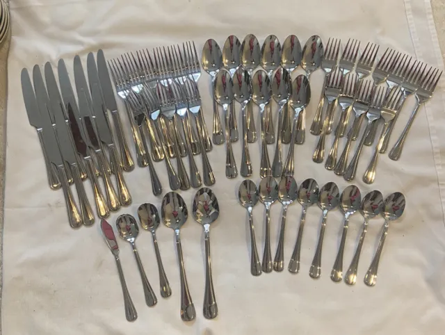 MSE Martha Stewart Stainless Flatware Unknown Pattern 8 Place Settings 59 Pc
