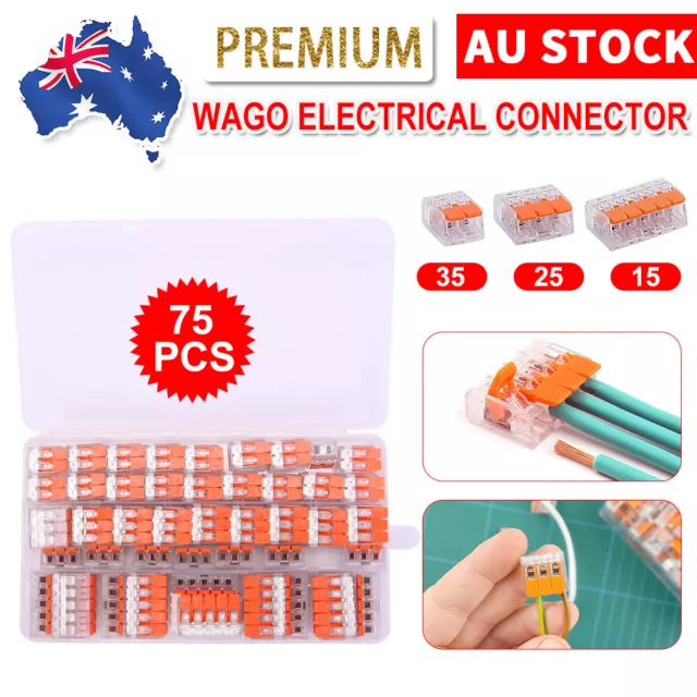 75x Reusable Type Electrical Connectors Wire Block Clamp Terminal Cable For Wago