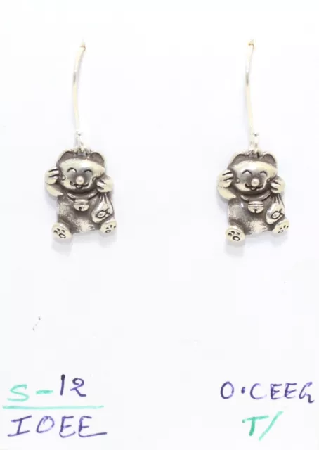 Charm Earrings Cat Fish Dangle 925 Sterling Silver Handmade Engraved Gift G452