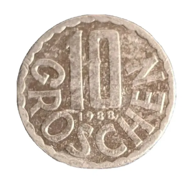 Austria 10 Groschen coin, 1988, eagle, KM #2878