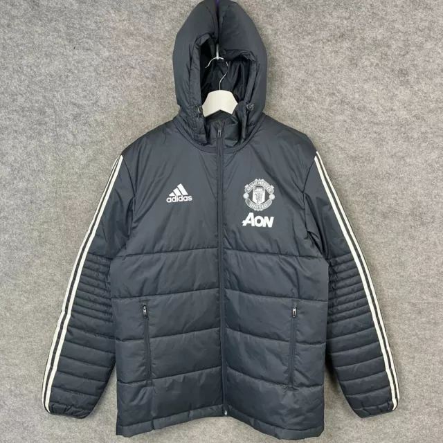 Manchester United Jacket Mens Medium Grey Adidas Training Player Issue Coat 2017