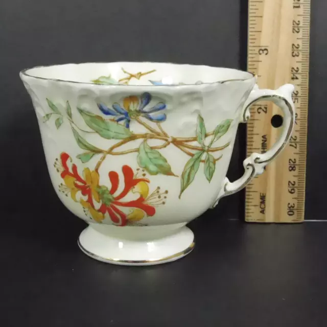 Aynsley Honeysuckle Teacup Saucer Set PALE YELLOW Gold Trim Bone China Flowers 2