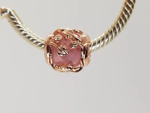 Authentic Pandora Rose Pink Decorative Leaves Charm