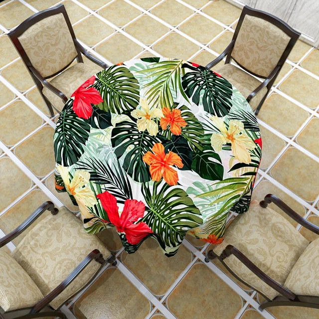 Tropical Hawaiian Palm Tree Tablecloth - Round - Vibrant Design