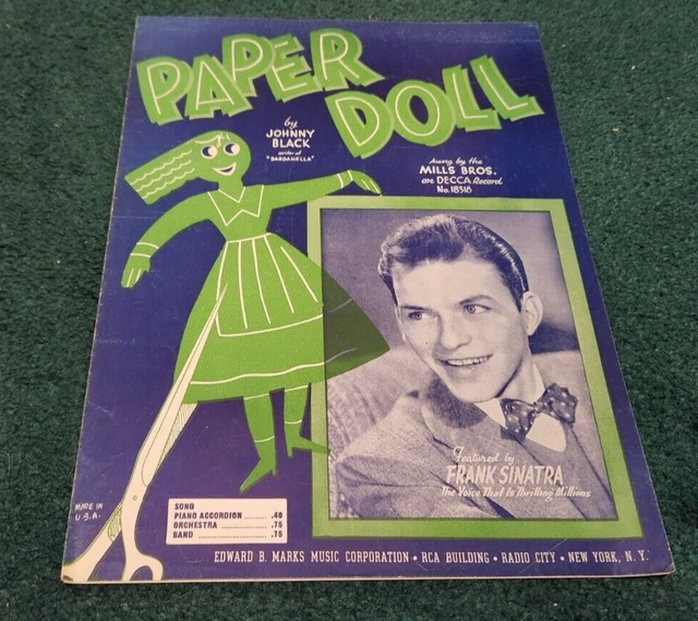 VINTAGE SHEET MUSIC Paper Doll 1940s by Johnny Black Featured by Frank Sinatra £15.61 PicClick UK