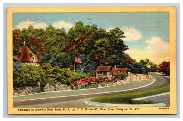 Vintage Postcard West Virginia, Hawk's Nest State Park, New River Canyon WV