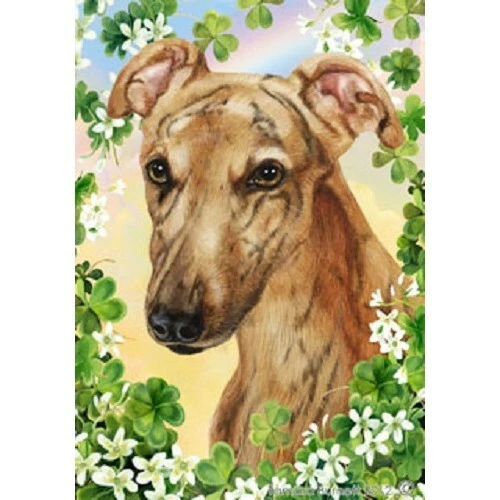 Clover Garden Flag - Red Brindle Greyhound 312191