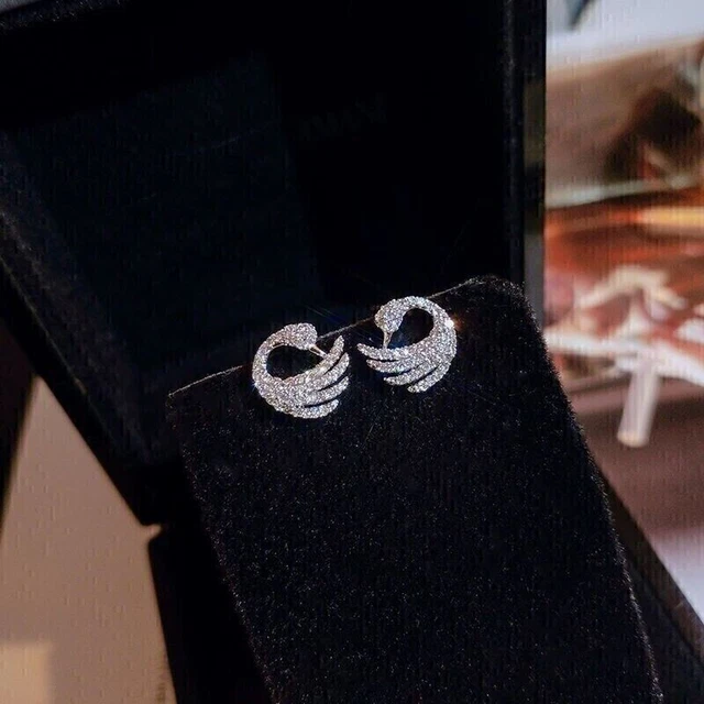 1CT Rond Labo Diamant Synthétique Clou Femmes Boucle 14K Plaqué or Blanc Argent