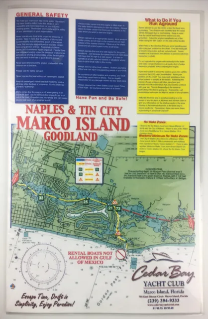Naples & Tin City Marco Island Goodland Map Chart Laminated Waterproof