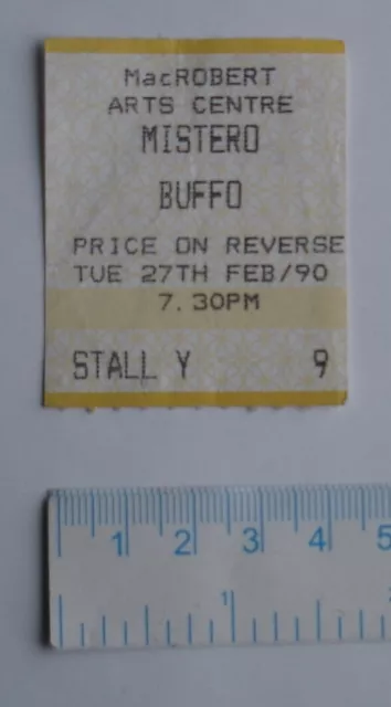 1 used 1990 theatre ticket stub-MISTERO BUFFO-27.02.90-Borderline-RobbieColtrane