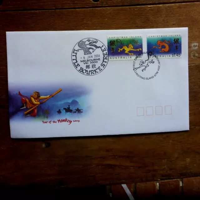 2004 Year Of The Monkey  Miniature Sheet Fdc Little Bourke Street Dragon  & Nat