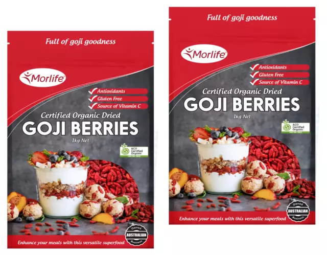 Morlife Goji Berries 2KG Cert Organic | Superfood Wolfberry Antioxidants