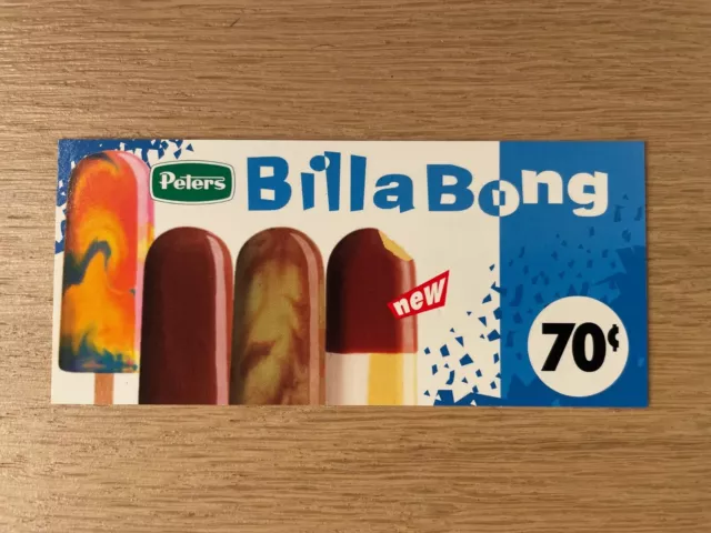Original Peters Ice Cream point of sale card - Billabong Unused,Great Condition!