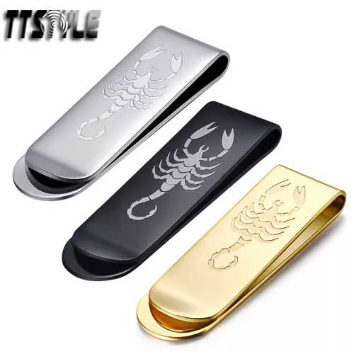 High Quality TTstyle 316L Stainless Steel Engraved Scorpion Money Clip