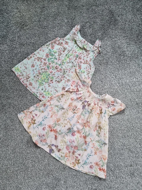 Baby Girls Next Dress Bundle 9-12 Months Floral Pink Smocked summer party bb
