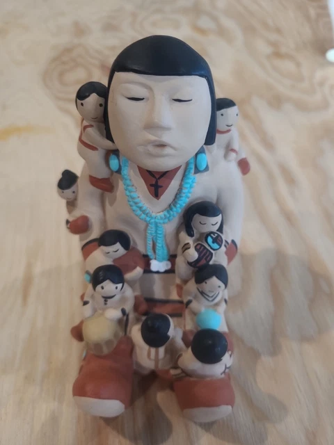 From New Mexico estate-Very nice storyteller signed "Teissedre" handmade/painted