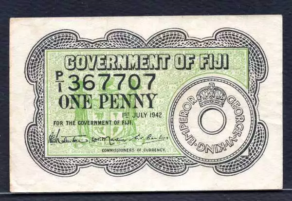 Fiji Islands, P-47, 1 Penny, 1942, Ef