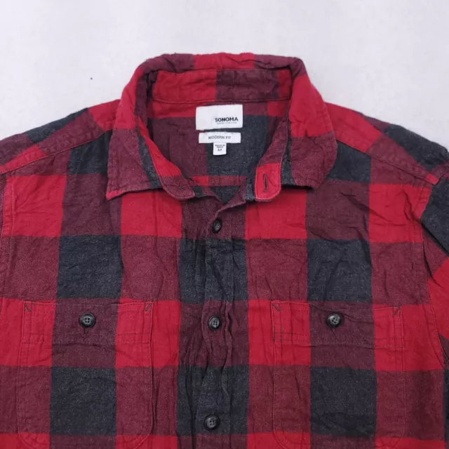 Sonoma Buffalo Check Flannel Long Sleeve Button Up Shirt Mens Size M Red Black